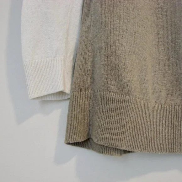 Banana Republic Linen Knit Open Front Sweater Cardigan Cream Tan Size Small - Picture 10 of 11